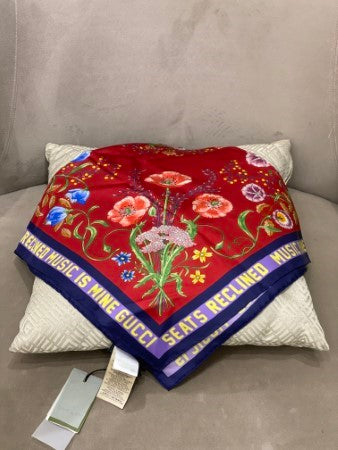 Gucci Red Multicolor Square Silk Scarf-Scarf-Gucci-The Closet Egypt