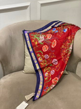 Gucci Red Multicolor Square Silk Scarf-Scarf-Gucci-The Closet Egypt