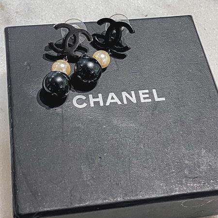 Chanel Black Pearl Bead CC Drop Earrings-Earrings-Chanel-The Closet Egypt