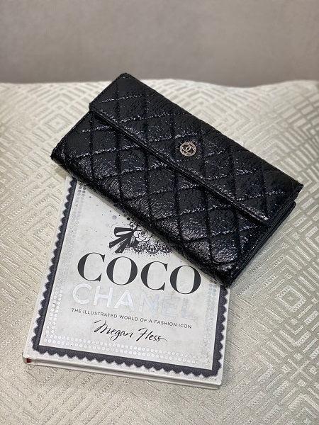 Chanel Black Bifold Distressed Vinyl Long Wallet-wallet-Chanel-The Closet Egypt