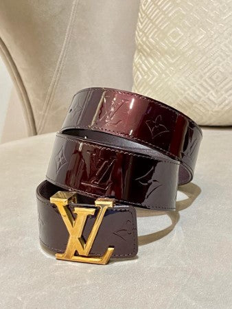Louis Vuitton Burgundy Monogram Vernis Belt 34-Belt-Louis Vuitton-The Closet Egypt