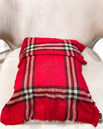 Burberry Red Haymarket Scarf-Scarf-Burberry-The Closet Egypt