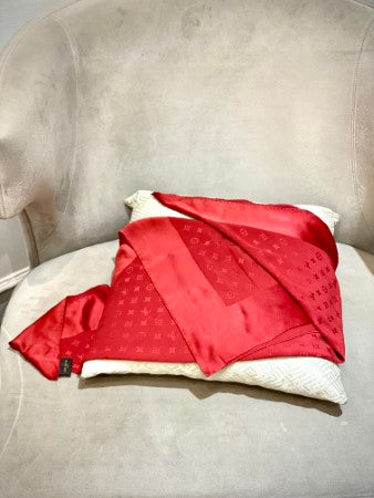 Louis Vuitton Red Monogram Square Scarf-Scarf-Louis Vuitton-The Closet Egypt