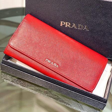 Prada Red Metal Flap Continental Wallet-wallet-Prada-The Closet Egypt