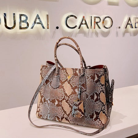 Prada Brown Python Tote Bag-handbag-Prada-The Closet Egypt