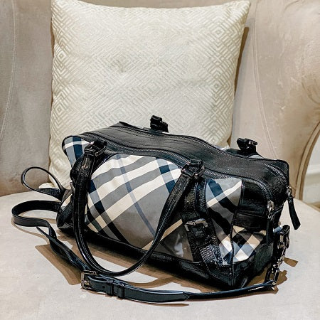 Burberry Bicolor Beat Check Satchel Bag-handbag-Burberry-The Closet Egypt