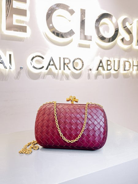 Bottega Veneta Red Chain Knot Clutch-Clutch Bag-Bottega Veneta-The Closet Egypt