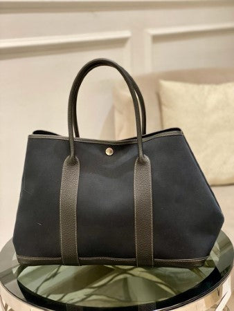 Hermes Black Garden Party Toile 36cm Negonda Bag