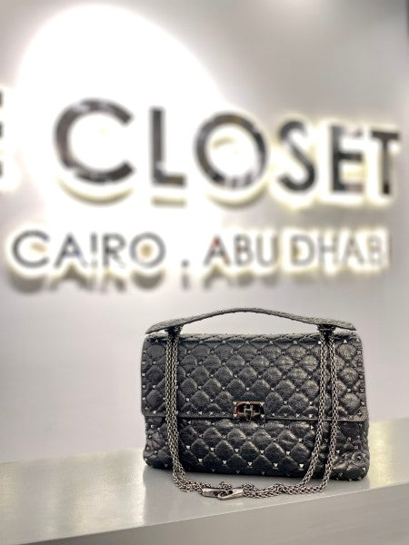 Valentino Black Spike Rockstud Large Bag-handbag-Valentino-The Closet Egypt