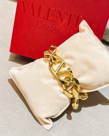 Valentino Gold VLOGO Chain Choker Bracelet-Bracelet-Valentino-The Closet Egypt