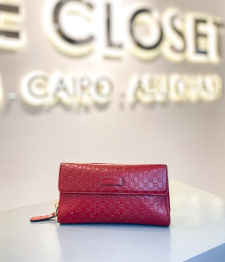 Gucci Red Microguccissima Continental Flap Wallet-wallet-Gucci-The Closet Egypt
