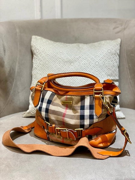Burberry Orange House Check Parsons Tote Bag-handbag-Burberry-The Closet Egypt