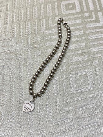 Tiffany Co Silver Heart Tag Bead Bracelet