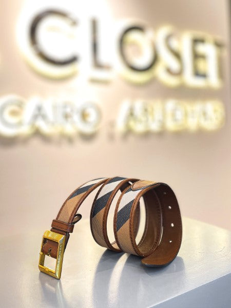 Burberry Brown Haymarket Check Belt 34-Belt-Burberry-The Closet Egypt