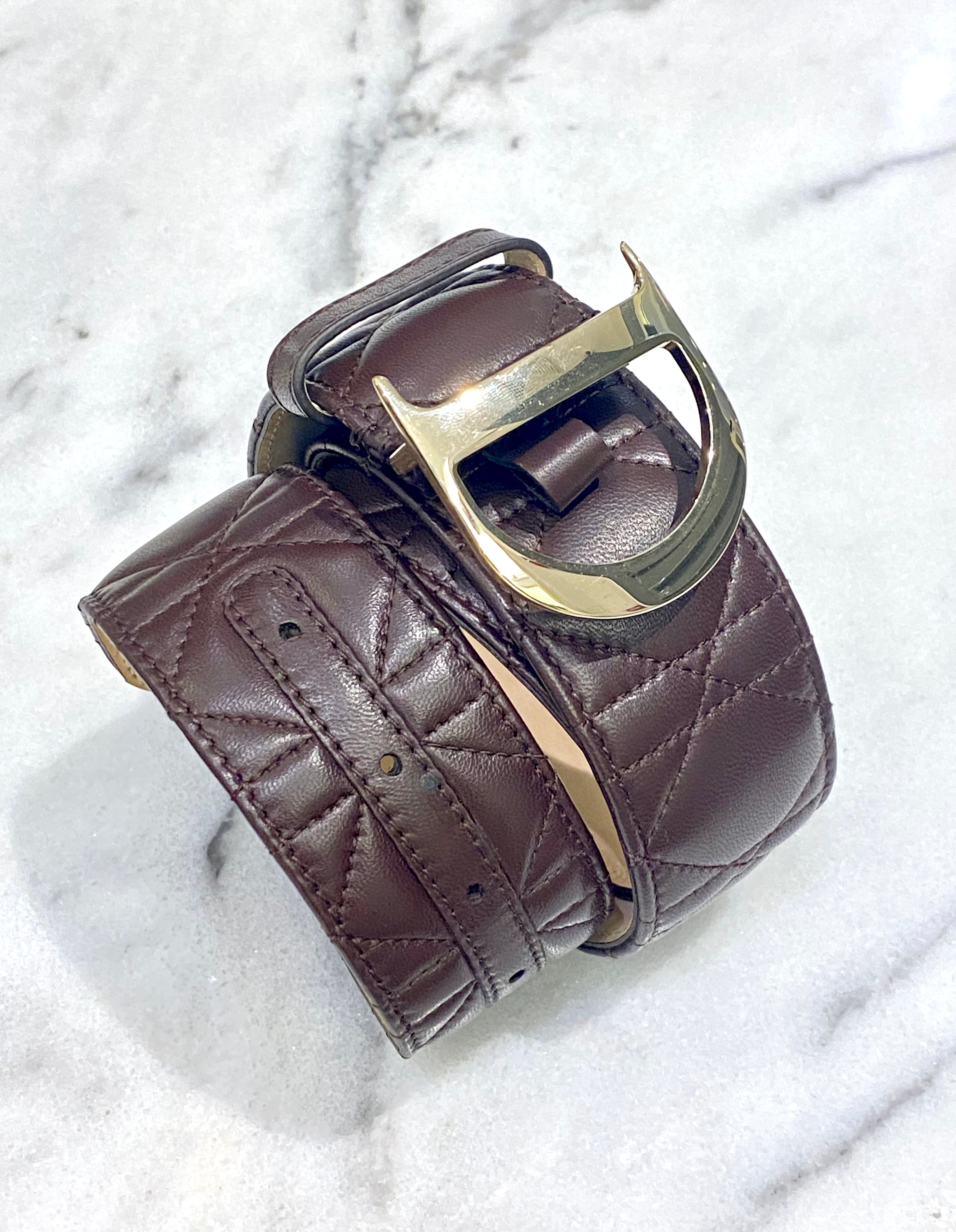 Christian Dior Brown Cannage Belt-Belt-Christian Dior-The Closet Egypt