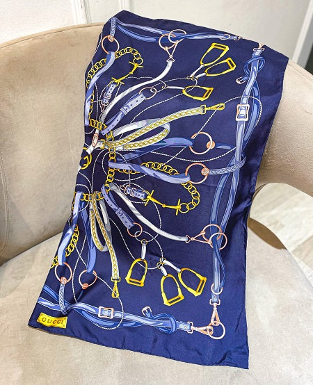 Gucci Navy Blue Square Scarf-Scarf-Gucci-The Closet Egypt