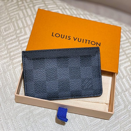 LOUIS VUITTON Damier Graphite Card Holder Blue 420975