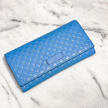 Gucci Baby Blue Microguccissima Continental Flap Wallet