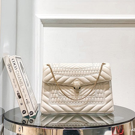 Bvlgari White Quilted Serpenti Forever Flap Bag-handbag-Bvlgari-The Closet Egypt