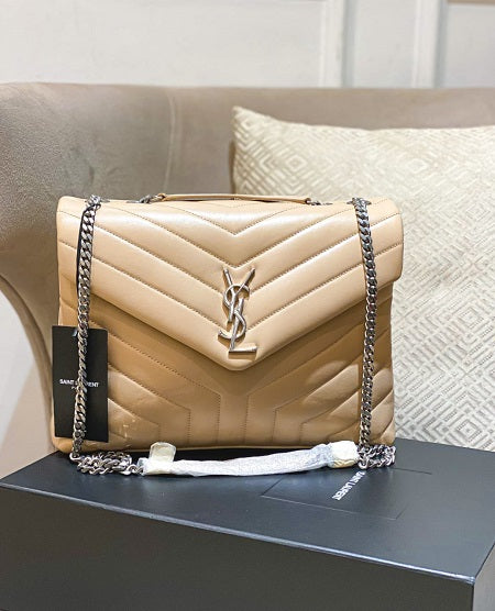 YSL Beige Loulou Flap Bag-handbag-YSL-The Closet Egypt