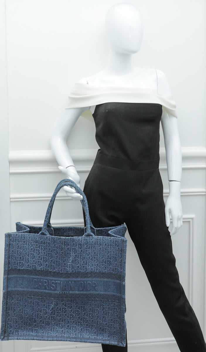 Christian Dior Blue Oblique Denim Book Tote Large Bag-handbag-Christian Dior-The Closet Egypt