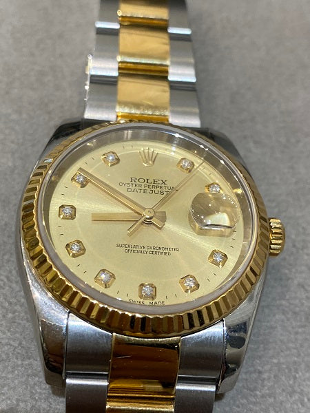 Rolex Yellow Gold ST,ST Diamond Datejust Oyster 36mm Watch-Watch-Rolex-The Closet Egypt