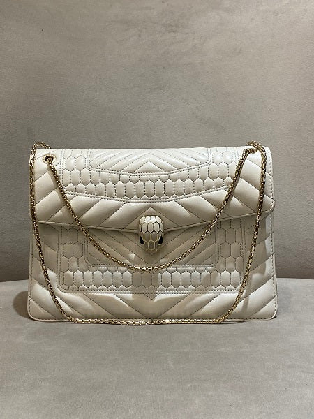 Bvlgari White Quilted Serpenti Forever Flap Bag-handbag-Bvlgari-The Closet Egypt