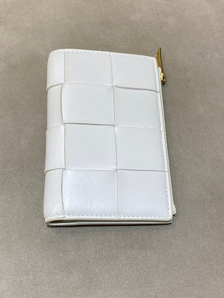 Bottega Veneta White Bi-fold Zip Wallet-wallet-Bottega Veneta-The Closet Egypt