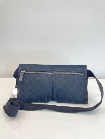 Gucci Black GG Monogram Web Double Pocket Waist Bag