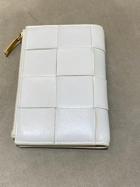 Bottega Veneta White Bi-fold Zip Wallet-wallet-Bottega Veneta-The Closet Egypt