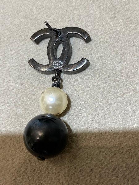 Chanel Black Pearl Bead CC Drop Earrings-Earrings-Chanel-The Closet Egypt