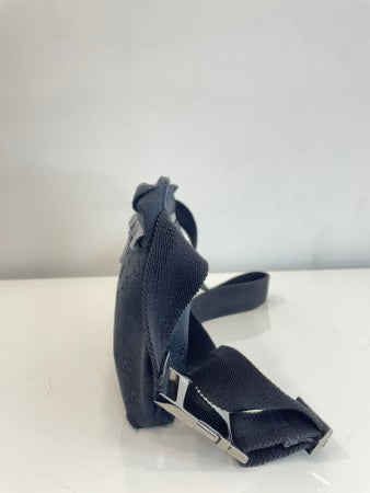 Gucci Black GG Monogram Web Double Pocket Waist Bag
