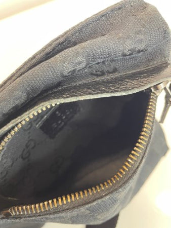 Gucci Black GG Monogram Web Double Pocket Waist Bag