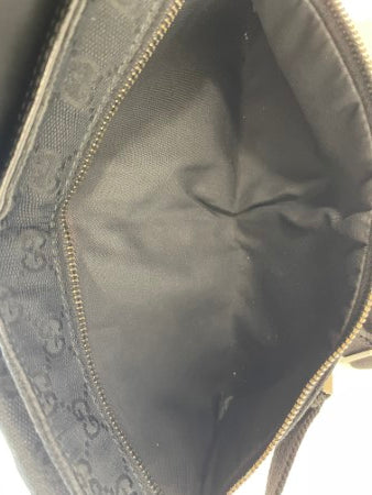 Gucci Black GG Monogram Web Double Pocket Waist Bag