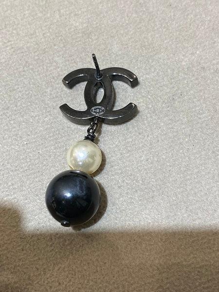 Chanel Black Pearl Bead CC Drop Earrings-Earrings-Chanel-The Closet Egypt