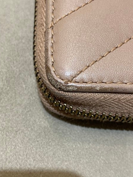 Gucci Beige GG Matelasse Marmont Zip Around Wallet