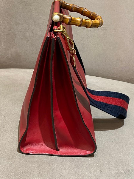 Gucci Red Bamboo Two Way Bag-handbag-Gucci-The Closet Egypt