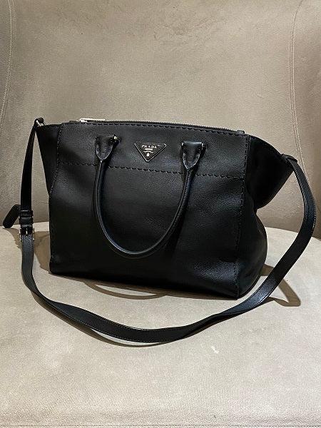 Prada Black Twin Pocket Tote Stitched City Bag-handbag-Prada-The Closet Egypt
