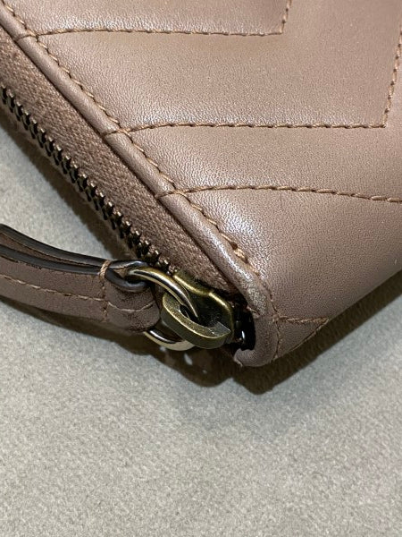 Gucci Beige GG Matelasse Marmont Zip Around Wallet