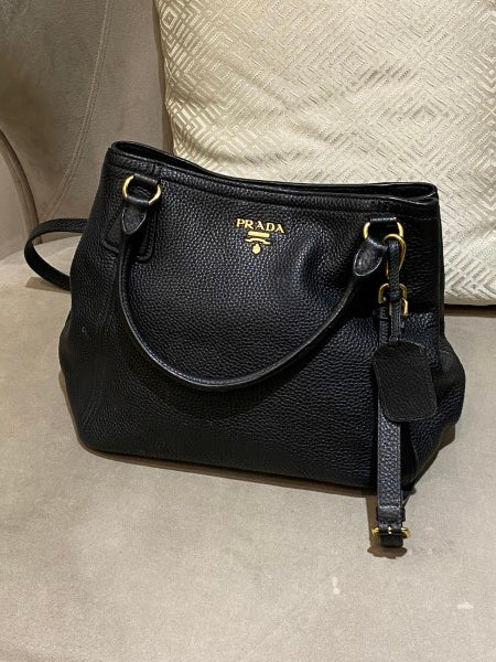 Prada Black Vitello Daino Tote Bag-handbag-Prada-The Closet Egypt