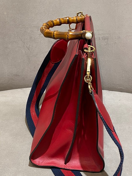Gucci Red Bamboo Two Way Bag-handbag-Gucci-The Closet Egypt