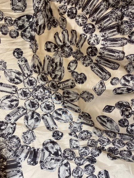 Christian Dior Light Blue Crystal Print Square Scarf-Scarf-Christian Dior-The Closet Egypt