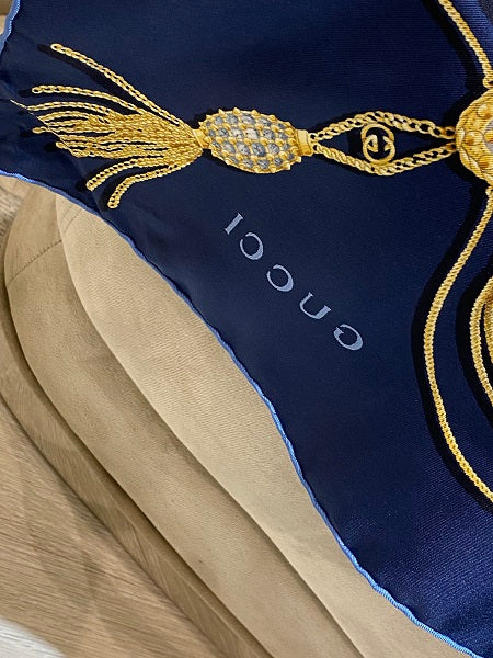 Gucci Navy Blue Square Scarf
