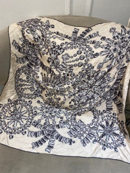 Christian Dior Light Blue Crystal Print Square Scarf-Scarf-Christian Dior-The Closet Egypt