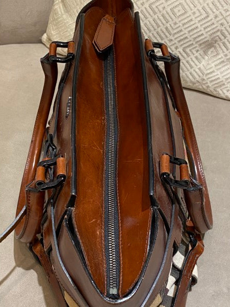 Burberry Camel House Check Bridle Satchel Bag-handbag-Burberry-The Closet Egypt