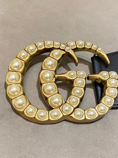 Gucci Black Double G Pearl Belt 34-Belt-Gucci-The Closet Egypt