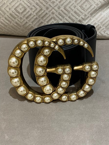 Gucci Black Double G Pearl Belt 34-Belt-Gucci-The Closet Egypt