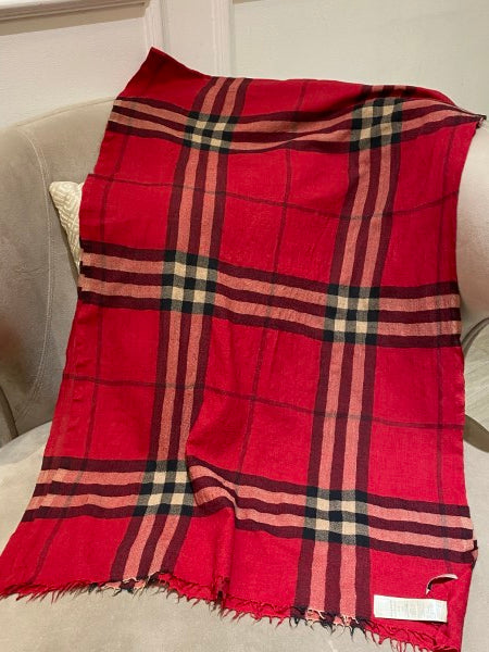 Burberry Red Haymarket Scarf-Scarf-Burberry-The Closet Egypt