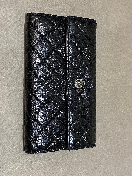 Chanel Black Bifold Distressed Vinyl Long Wallet-wallet-Chanel-The Closet Egypt