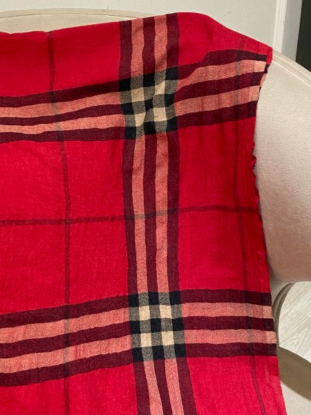 Burberry Red Haymarket Scarf-Scarf-Burberry-The Closet Egypt